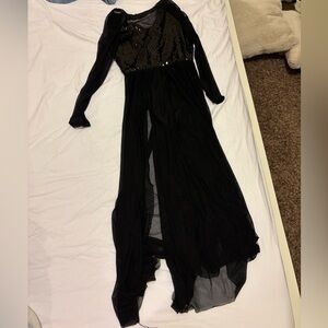 Black glitter bodysuit with visible skirt